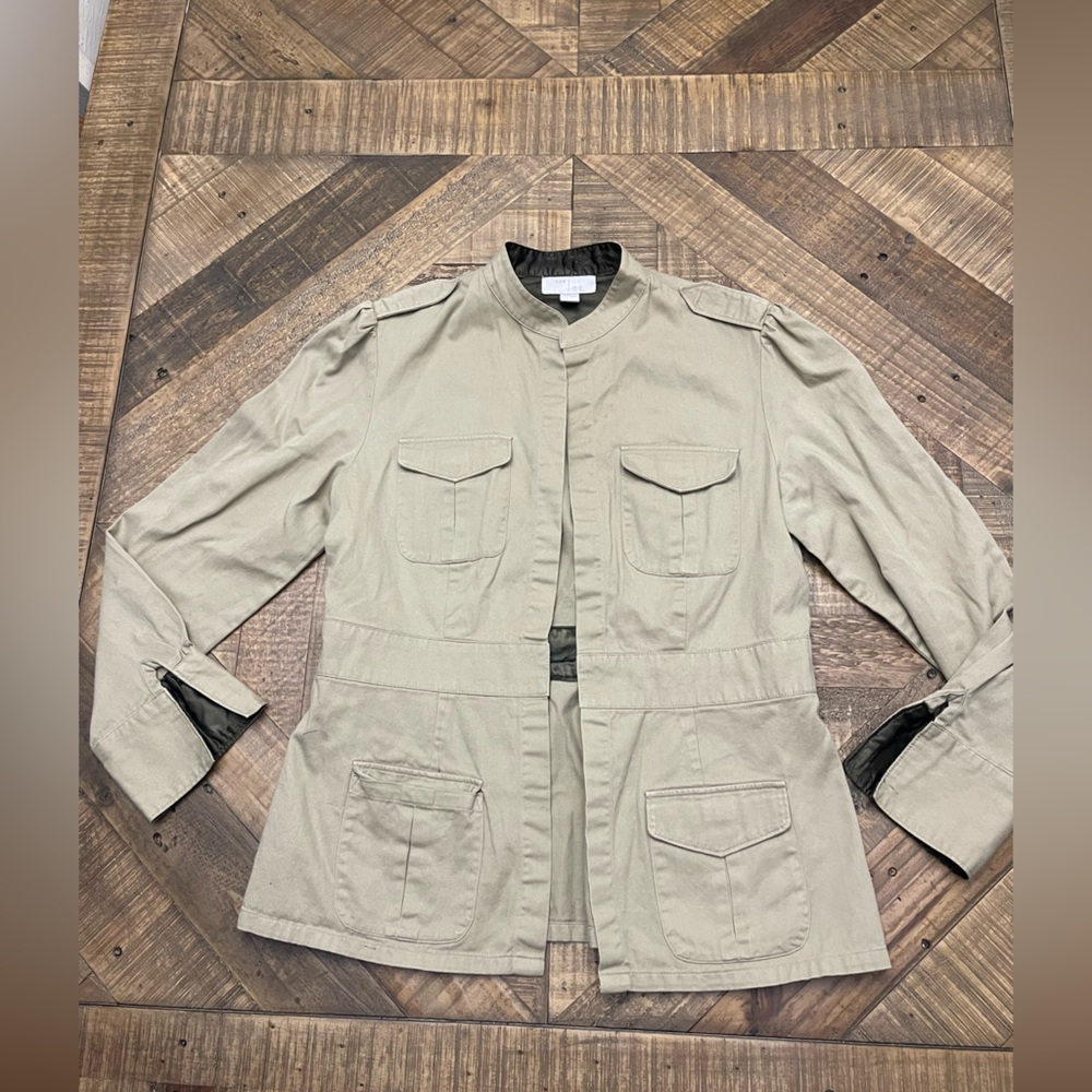 Khaki Utility Jacket with Black Accents